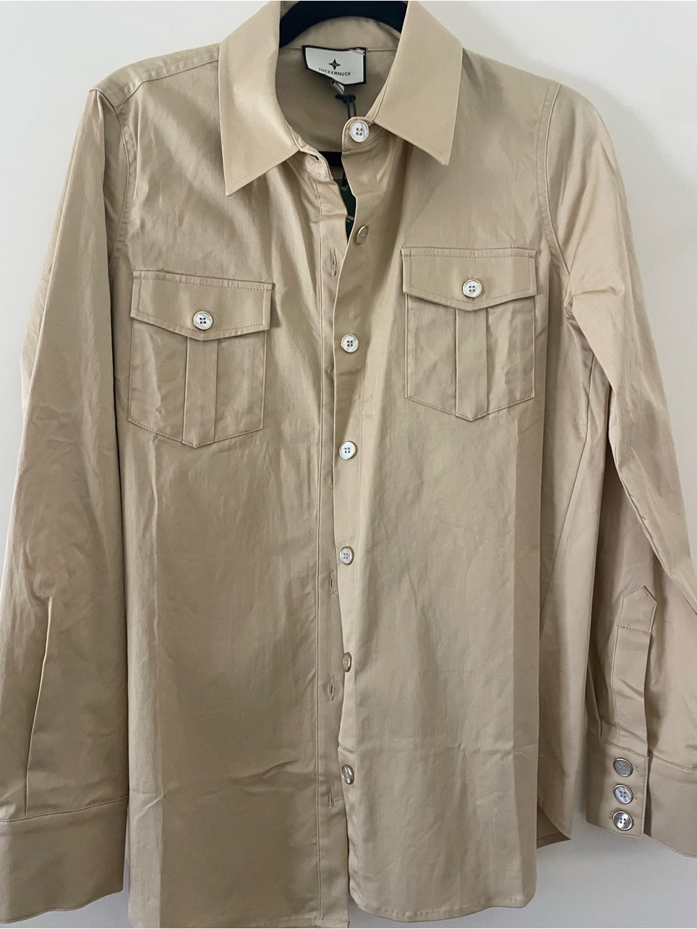Tuckernuck cotton Beige Shirt button down Jacket small